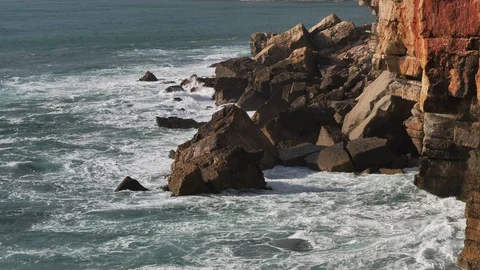Ocean Waves. Cabo do Inferno, Portugal Stock Footage 101960656