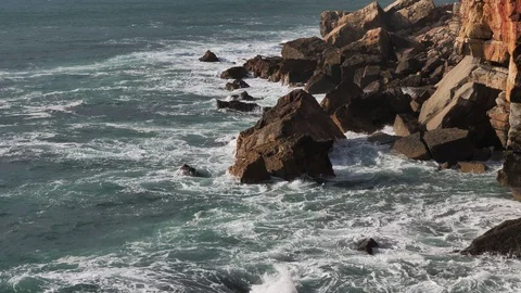 Ocean Waves. Cabo do Inferno, Portugal Stock Footage 101961402