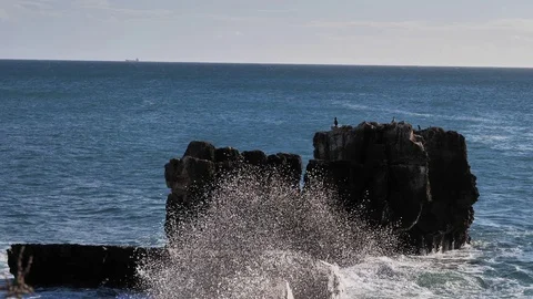 Ocean Waves. Cabo do Inferno, Portugal Stock Footage 101963396