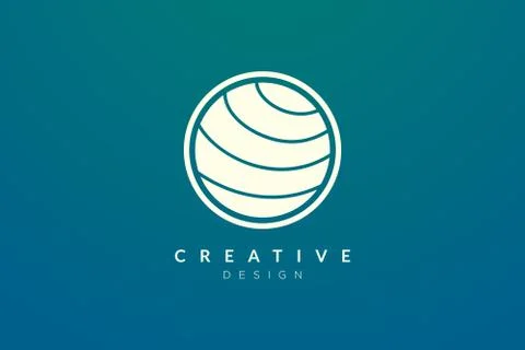 Ocean waves in a circle. Minimalistic and simple vector design. Stock Illustration
