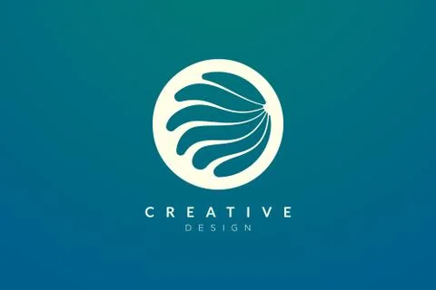 Ocean waves in a circle. Minimalistic and simple vector design. Stock Illustration