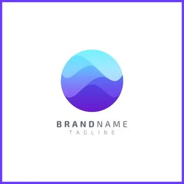 Ocean waves in circle shape. Logo design with smooth gradient color Stock Illustration