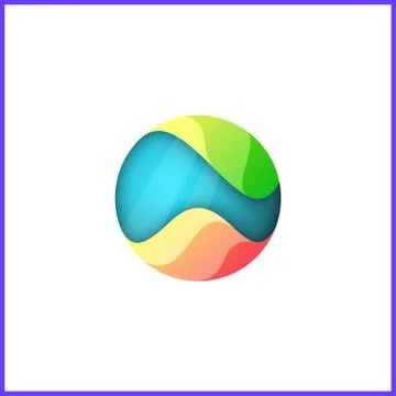 Ocean Waves in circle shape. Water Logo design with Colorful gradient Stock Illustration
