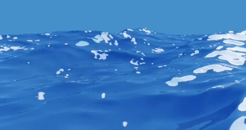 Ocean waves with clear sky and sun rays on blue water Stock Footage 201402597