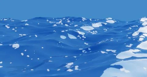 Ocean waves with clear sky and sun rays on blue water Stock Illustration