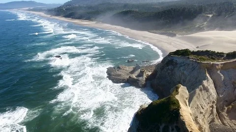 Ocean waves cliff sand Stock Footage 81794172