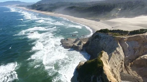 Ocean waves cliff sand Stock Footage 81839765