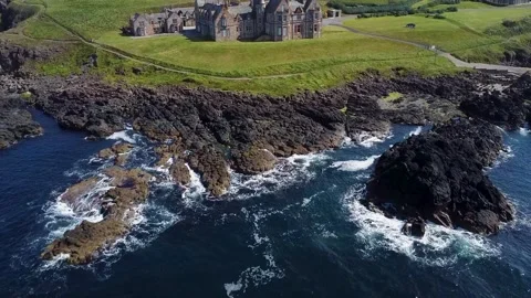 Ocean waves coast line beach revealing drone footage 2.7k Video stock 209193867