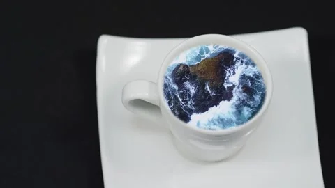 Ocean Waves In Coffee Cup Stock Footage 137999271