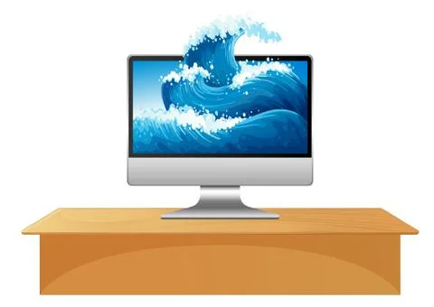 Ocean waves on computer desktop Illustrazione stock