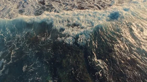 Ocean waves on a coral reef. at sunset Stock Footage 285607917