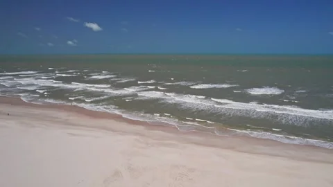 Ocean Waves Crash on Sandy Beach Shoreline - Barreirinhas, Brazil Stock Footage 331517412