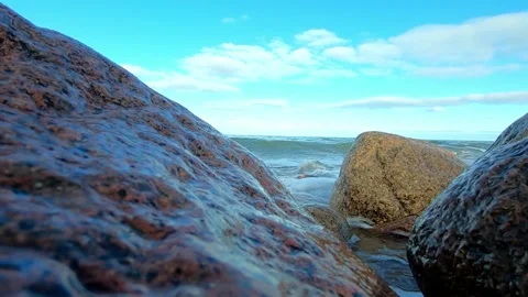 Ocean Waves Crashes On Rocks Stock Footage 307909623