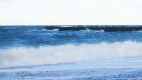 Ocean Waves Crashing on the Beach Stock Footage 87934007