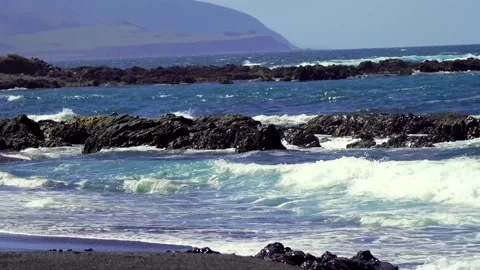 Ocean waves crashing on beach Stock Footage 231050009