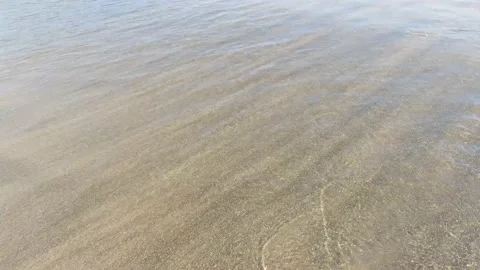 Ocean waves crashing on the beach sand. Polluted water from the beach Stock Footage 171008973