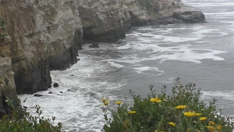 Ocean Waves Crashing on the Cliffs of La Jolla Stock Footage 158517629