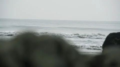 Ocean Waves Crashing Down The Rock Shore Stock Footage 261511905