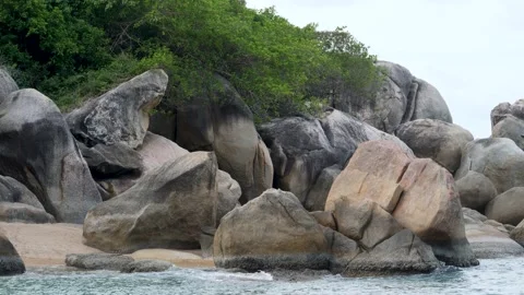 Ocean waves crashing an empty rocks Stock Footage 238431044