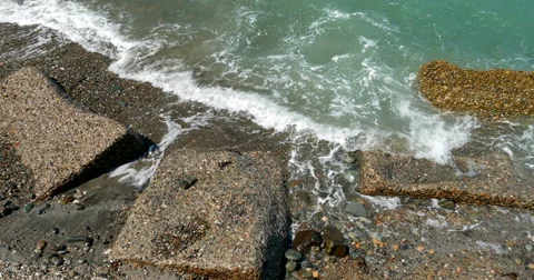 Ocean waves crashing on the rocks Stock Footage 62468544