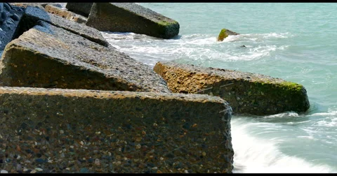 Ocean waves crashing on the rocks Stock Footage 62468823