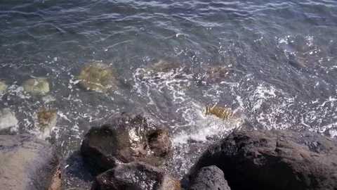 Ocean Waves Crashing on Rocks Stock Footage 70351506