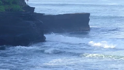 Ocean waves crashing on the rocks Stock Footage 76145489
