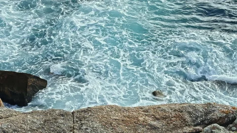 Ocean Waves Crashing on Rocks Stock Footage 277692751