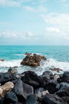 Ocean Waves Crashing on Rocks Stock Photos