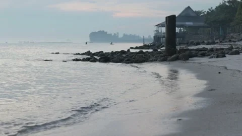 Ocean waves crashing on sand beach Stock Footage 181099353