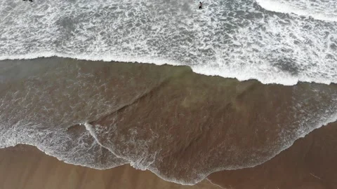 Ocean Waves Crashing onto Sandy Beach - Aerial Drone View Arambol Goa, India 스톡 동영상 132246552