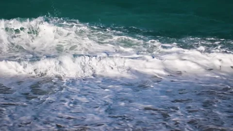 Ocean Waves Crashing on a Sandy Beach in Oman Stock Footage 318823639