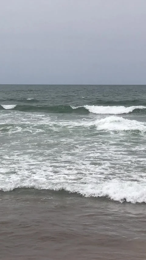Ocean Waves Crashing on Sandy Beach – Calm Seascape View Stock Footage 328683897