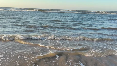 Ocean Waves Crashing on Sandy Beach Shore - Peaceful Coastal Scenery Stock Footage 340489570