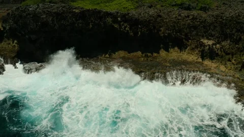 Ocean with waves crashing on the shore Stock Footage 233522188