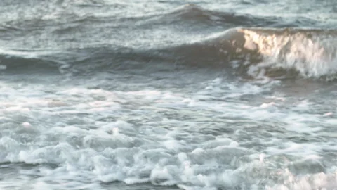 Ocean Waves Crashing at Sunset, Abstract Background Stock Footage 185096198