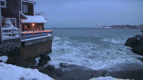 Ocean Waves Crashing in Winter Stock Footage 888769