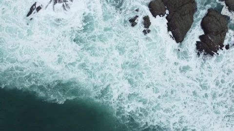 The ocean waves dotted with rocks Stock Footage 209982272