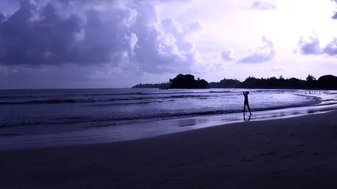 Ocean waves in evening Stock Footage 116437779