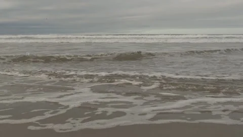 Ocean Waves Foaming on Sandy Beach - Morro Bay, California Stock Footage 345167857