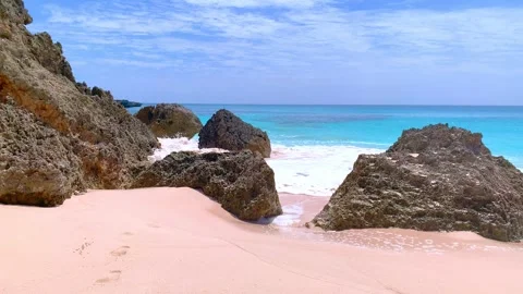 Ocean waves gently hits the rocks. Stock Footage 240222387