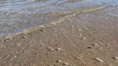 Ocean waves gently rolling onto sandy beach 動画素材 329319735