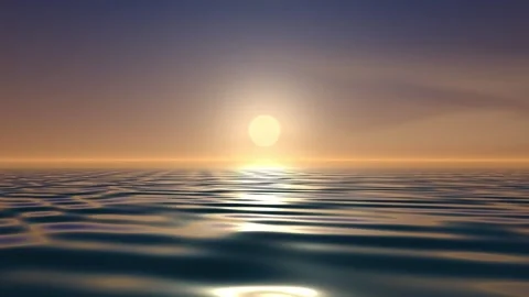 Ocean waves with golden sunset reflection on water seamless loop animation Stock Footage 347085050
