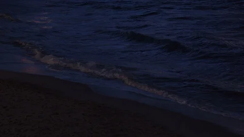 Ocean waves hitting the beach in Cefalu Stock Footage 88554864