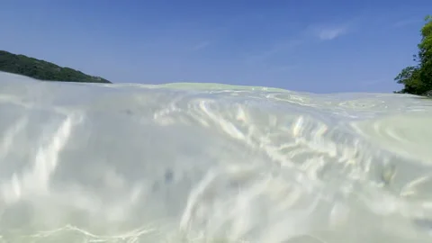 Ocean Waves Hitting Camera - Underwater View Video stock 241566410