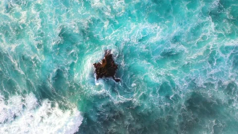 Ocean waves hitting a coral reef, view from above. Stock Footage 134620762