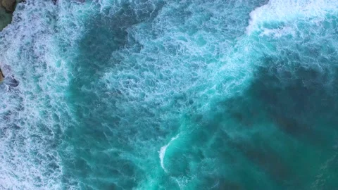 Ocean waves hitting a coral reef, view from above. Stock Footage 134681028