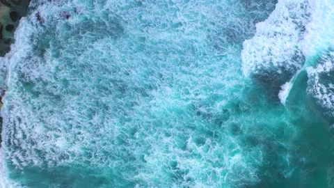 Ocean waves hitting a coral reef, view from above. Stock Footage 134681092