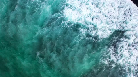 Ocean waves hitting a coral reef, view from above. Stock Footage 134683137