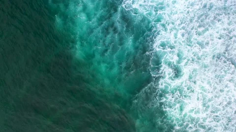 Ocean waves hitting a coral reef, view from above. Stock Footage 134683195